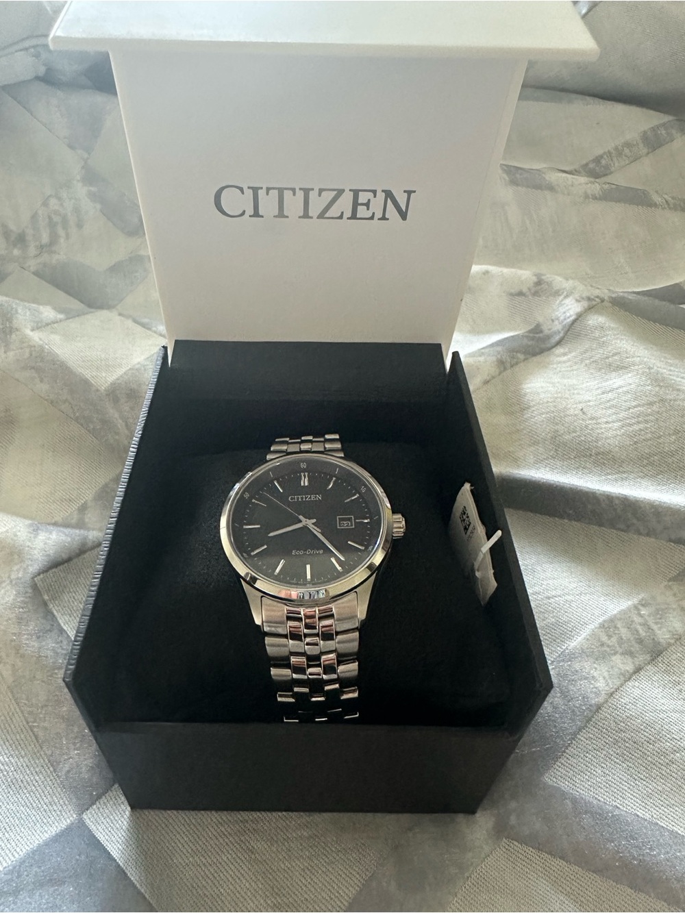 Men’s Citizen Silver Bracelet Watch with Black Dial
